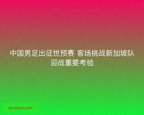 中国男足出征世预赛 客场挑战新加坡队迎战重要考验